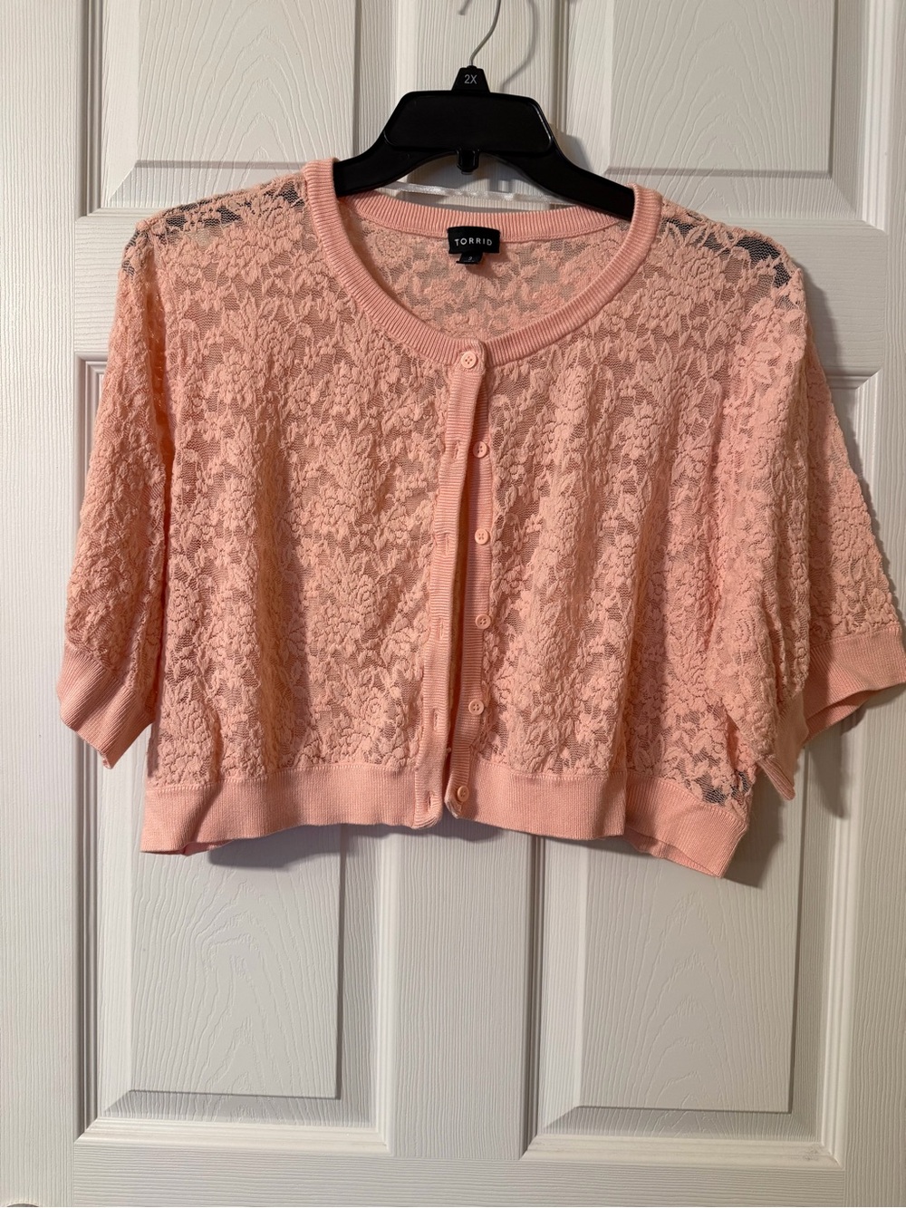 Torrid Pink Lace Cropped Cardigan 3x
